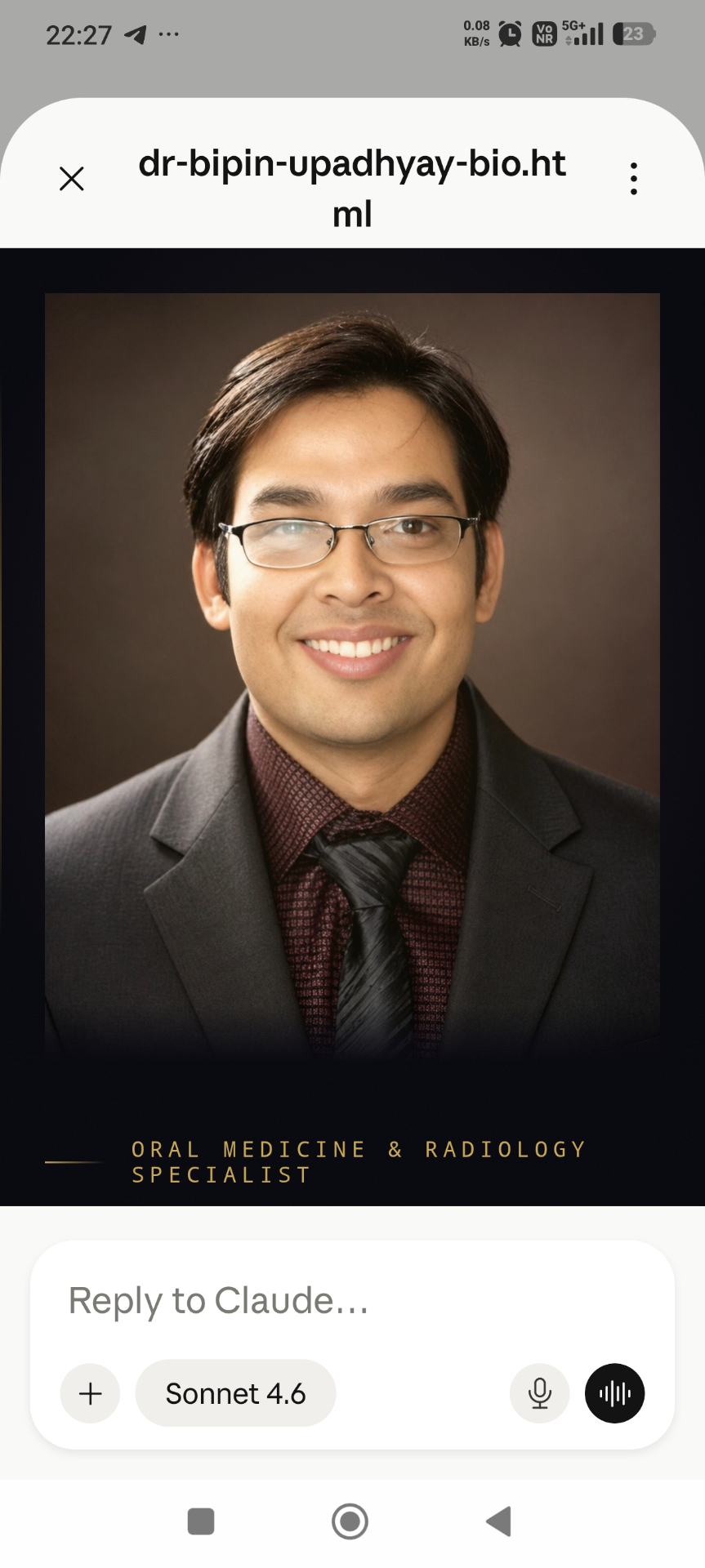 Portrait of Dr. Bipin R. Upadhyay, Oral Medicine & Radiology Specialist, Mumbai